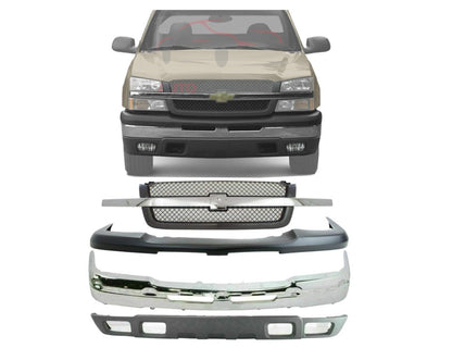 Silverado 1999 - 2006 Front Bumper Face Bar Chrome and Grille